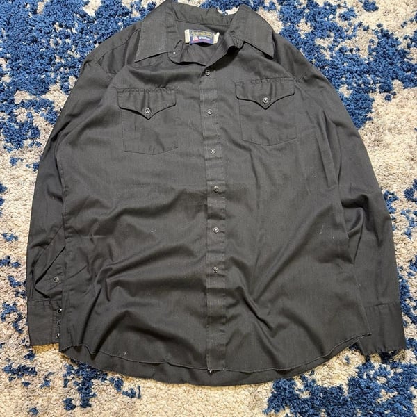 Panhandle Slim Mens Solid Black Western pearl Snap Long Sleeve Shirt
