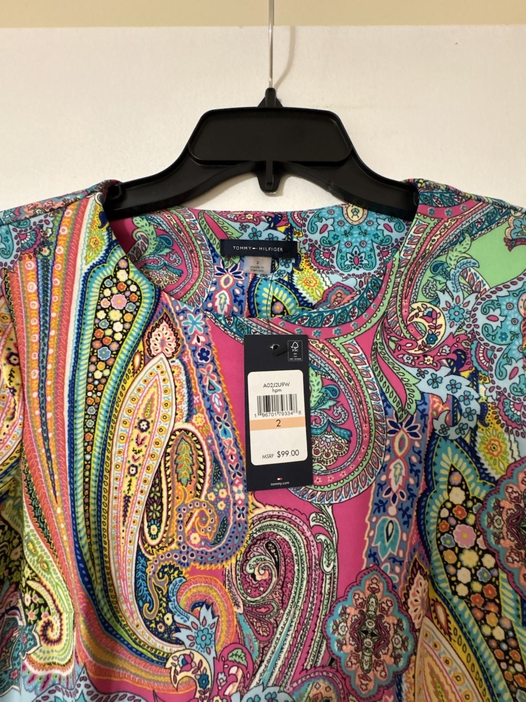 Tommy Hilfiger Women's Multicolor Paisley Print 3/4 Bell Sleeve Sheath Dress 4