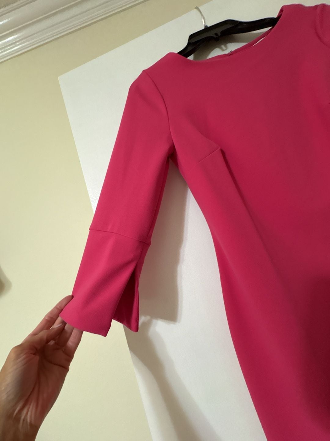 Calvin Klein Women's Hot Pink Sheath Dress with Split 3/4 Sleeves Size 2 4