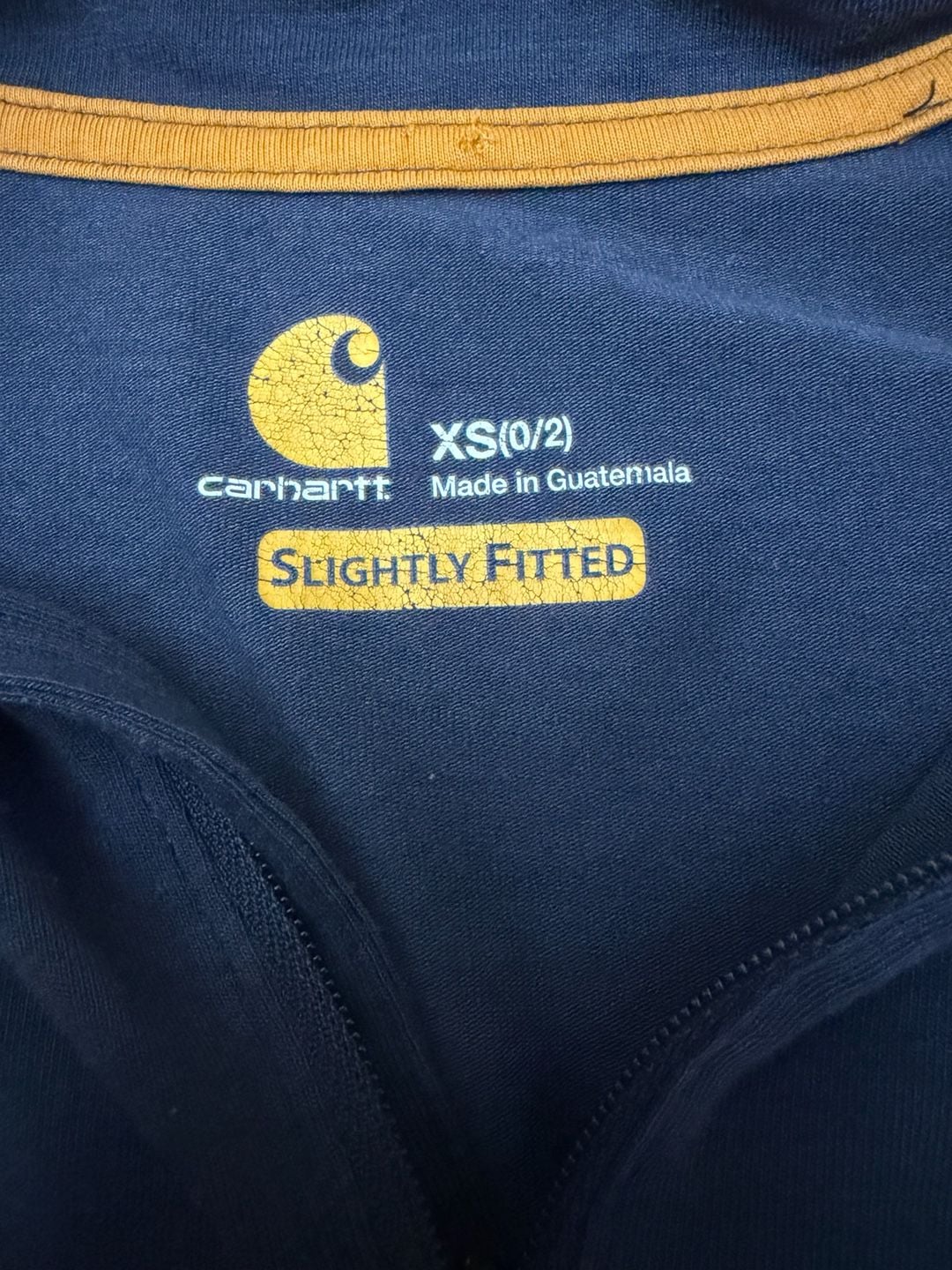 Carhartt Women's Slightly Fitted Quarter-Zip Long Sleeve Pullover Navy Blue 2