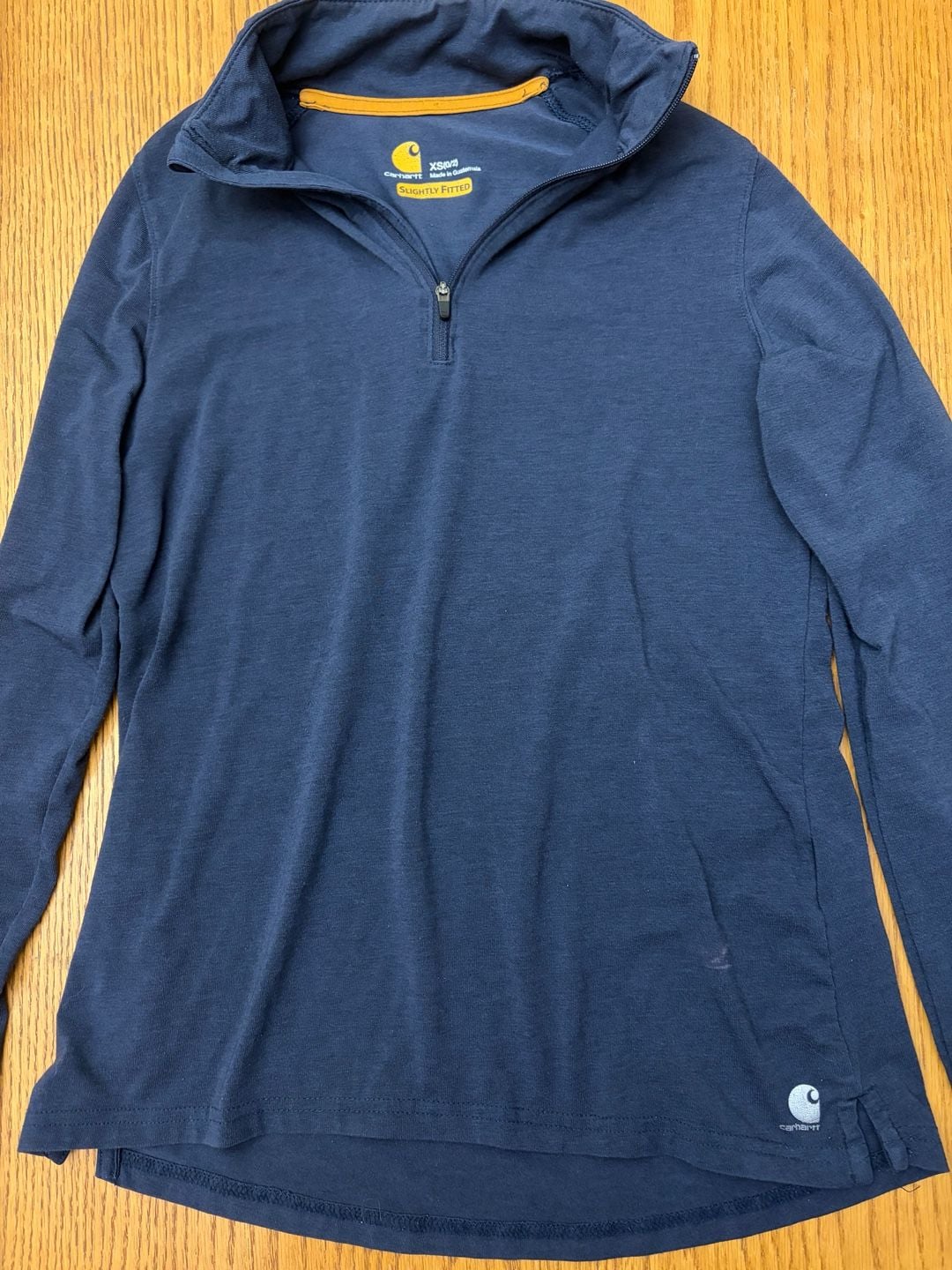 Carhartt Women's Slightly Fitted Quarter-Zip Long Sleeve Pullover Navy Blue 3
