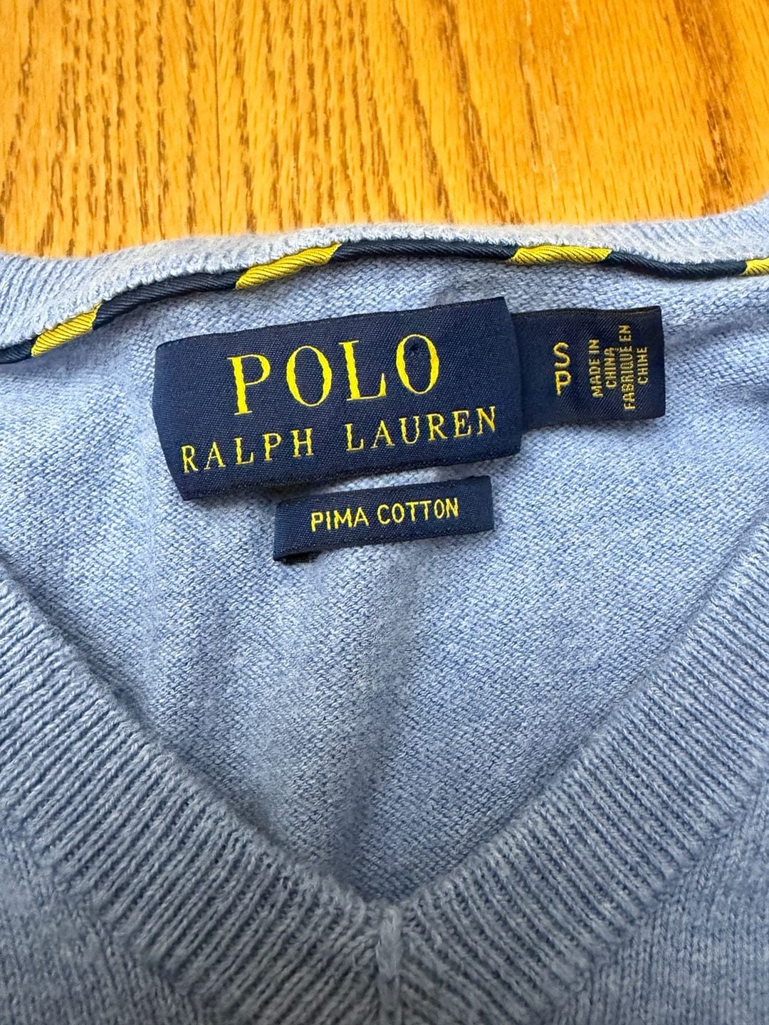 Polo Ralph Lauren Men's Light Blue Pima Cotton V-Neck Sweater 3