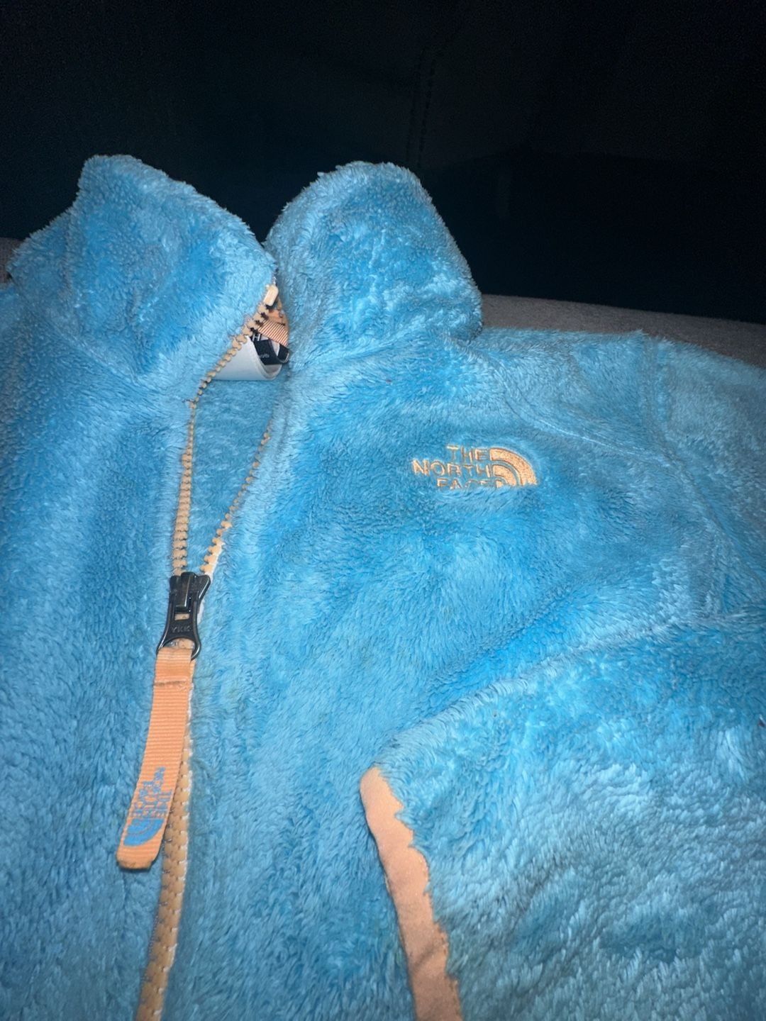 Youth L North Face Fleece Jacket Osito Full Zip Aqua Blue Girls 14/16 4
