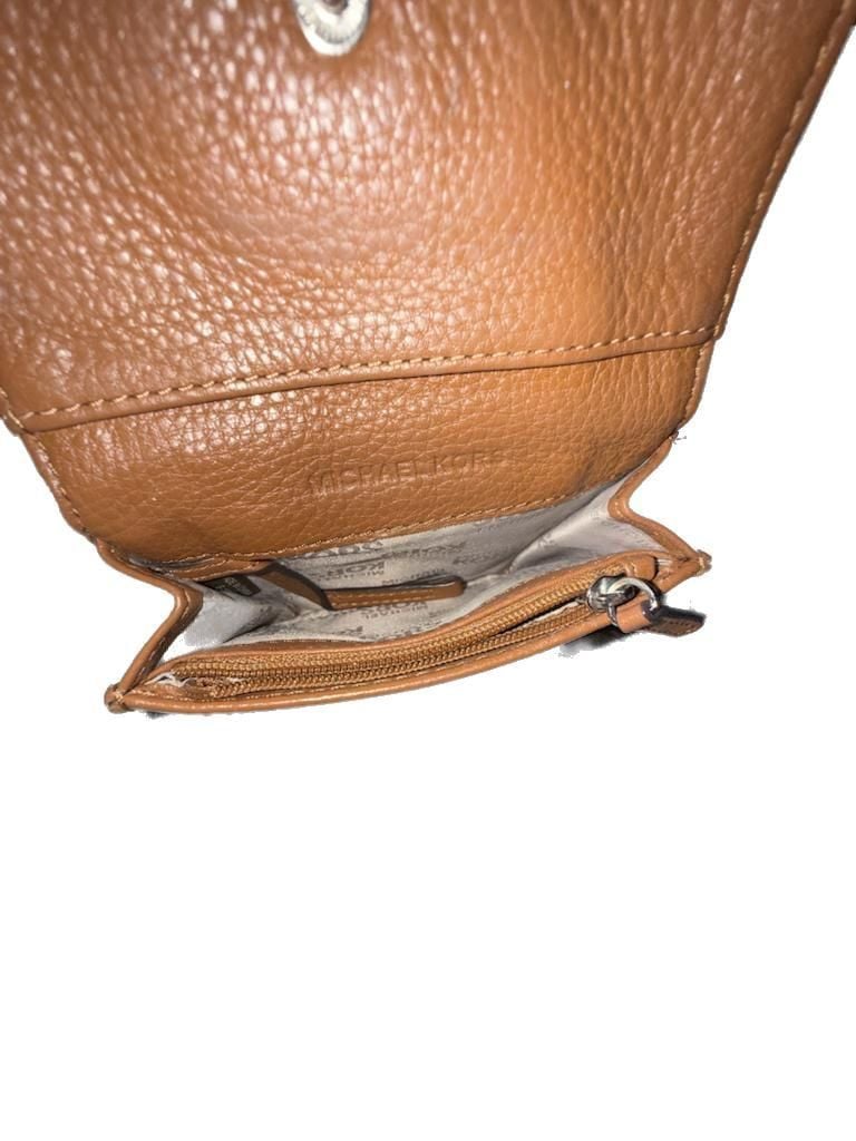 Michael Kors Pebbled Leather Flap Coin Purse Card Case Wallet 3