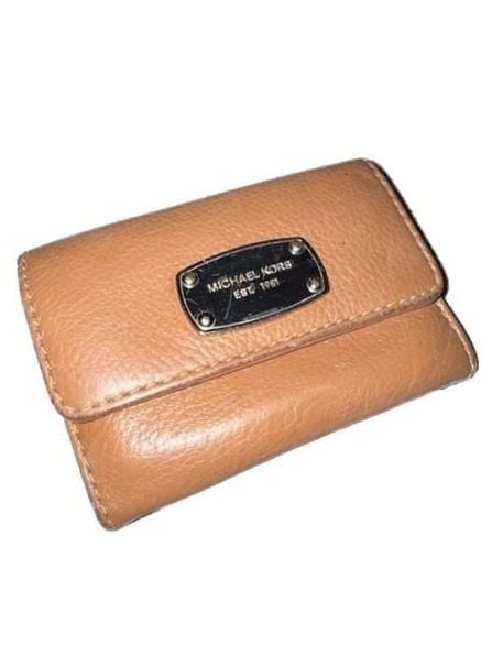 Michael Kors Pebbled Leather Flap Coin Purse Card Case Wallet 1