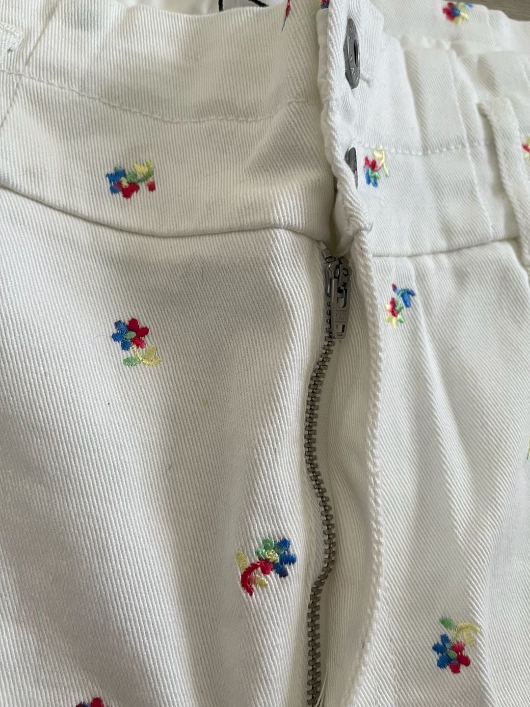 Something Navy Sylvia Denim Pants with Floral Embroidery and Tie Cuffs 6