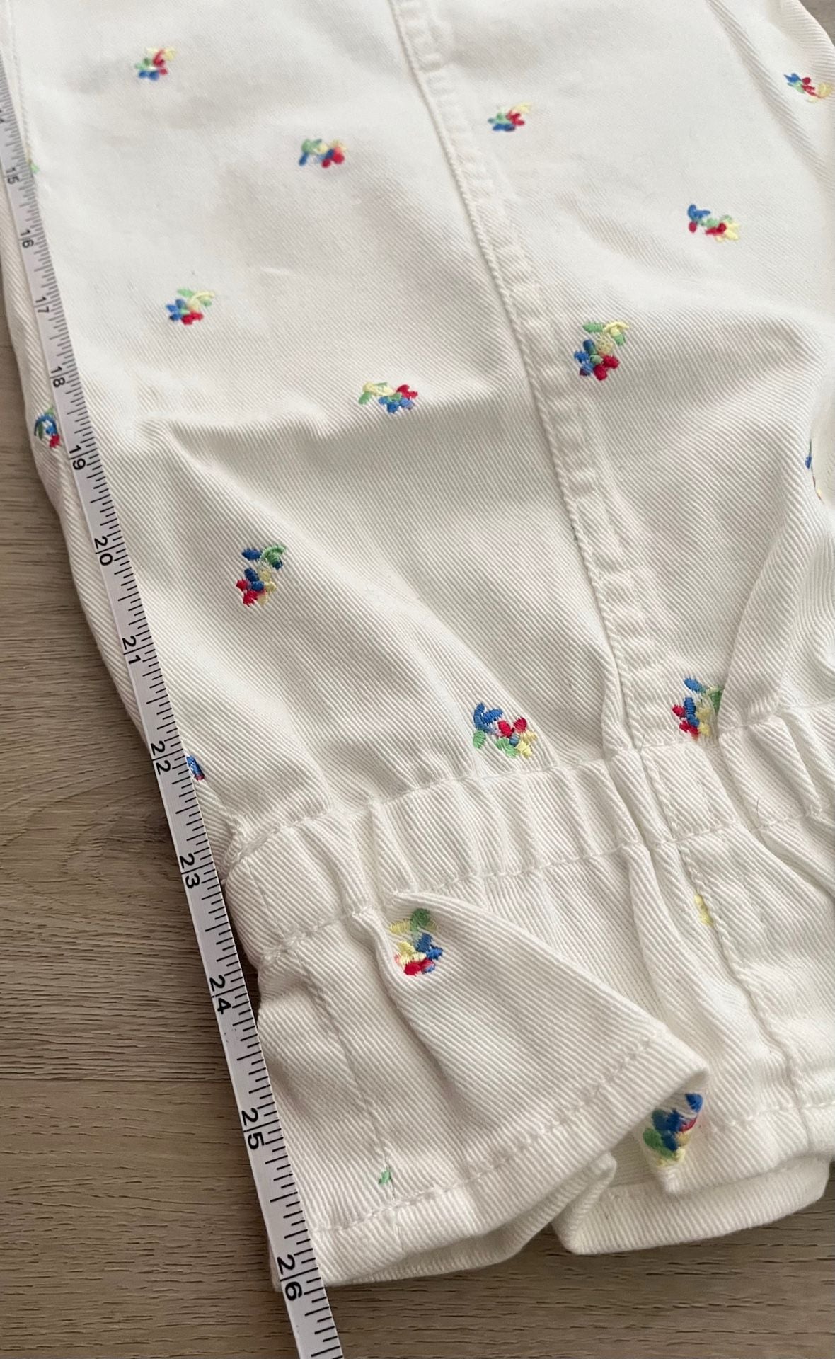 Something Navy Sylvia Denim Pants with Floral Embroidery and Tie Cuffs 9
