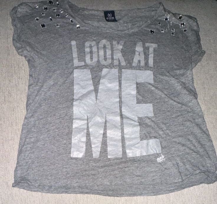 M - Victoria's Secret Pink! Bling Look At Me Graphic Tee Crystals 2
