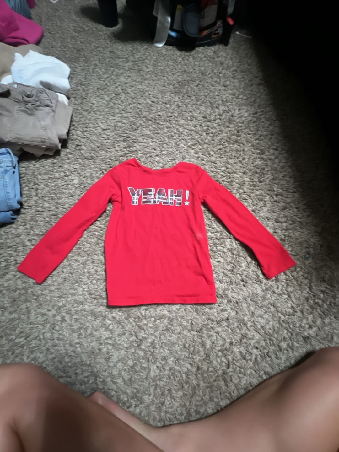 Garanimals Toddler Girls Red Long Sleeve Shirt with YEAH! Graphic 1