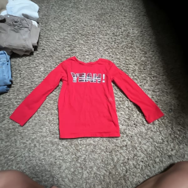 Garanimals Toddler Girls Red Long Sleeve Shirt with YEAH! Graphic