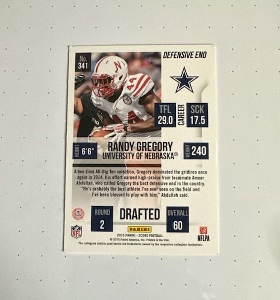 2015 Score #341 Randy Gregory RC 4