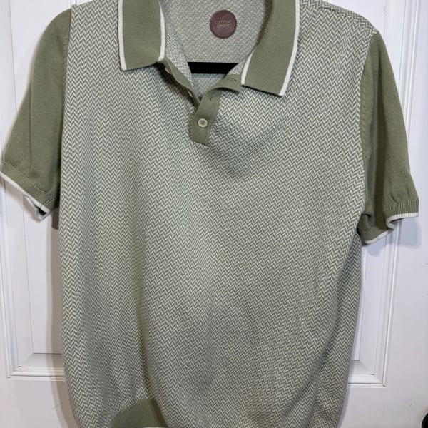 Common People Collins Sage Green Short Sleeve Knit Sweater Polo