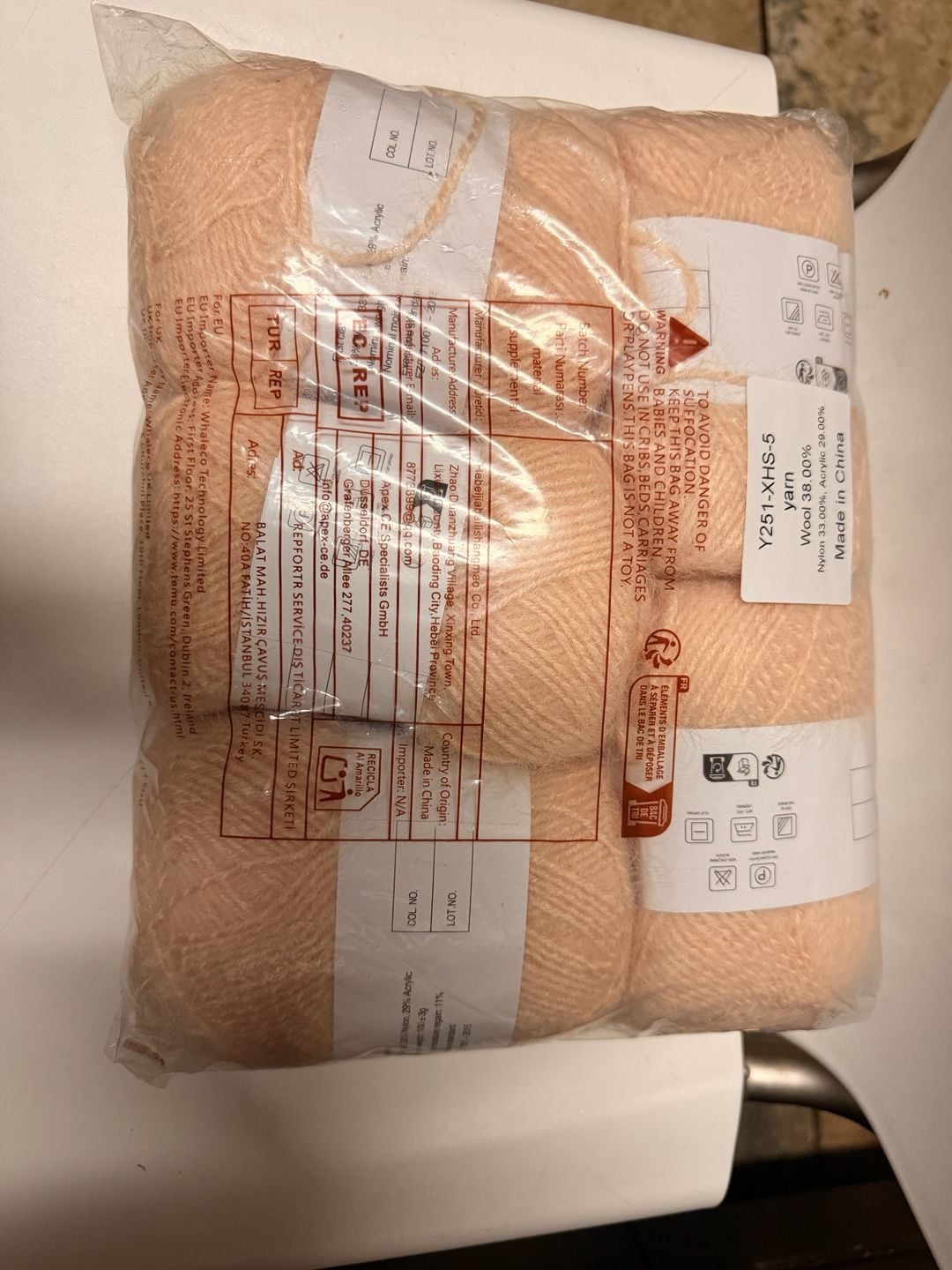 Jiuweidiaowang Snowflake Knitting Yarn, Peach, 6-Pack 1