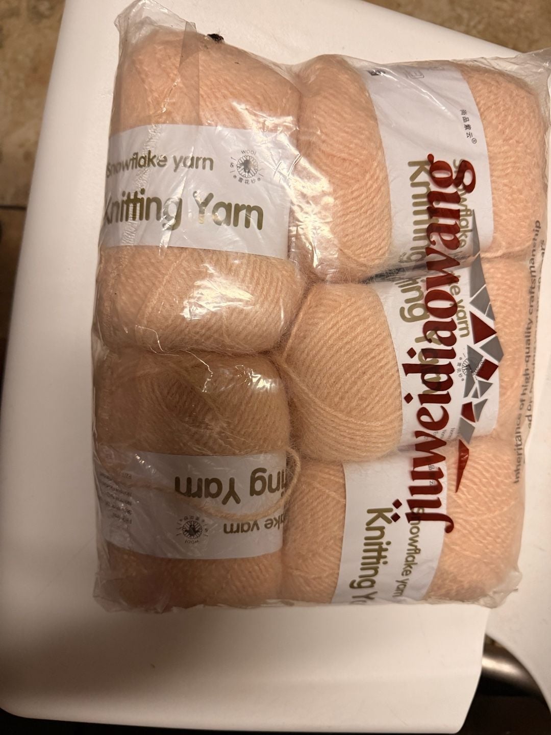 Jiuweidiaowang Snowflake Knitting Yarn, Peach, 6-Pack 3