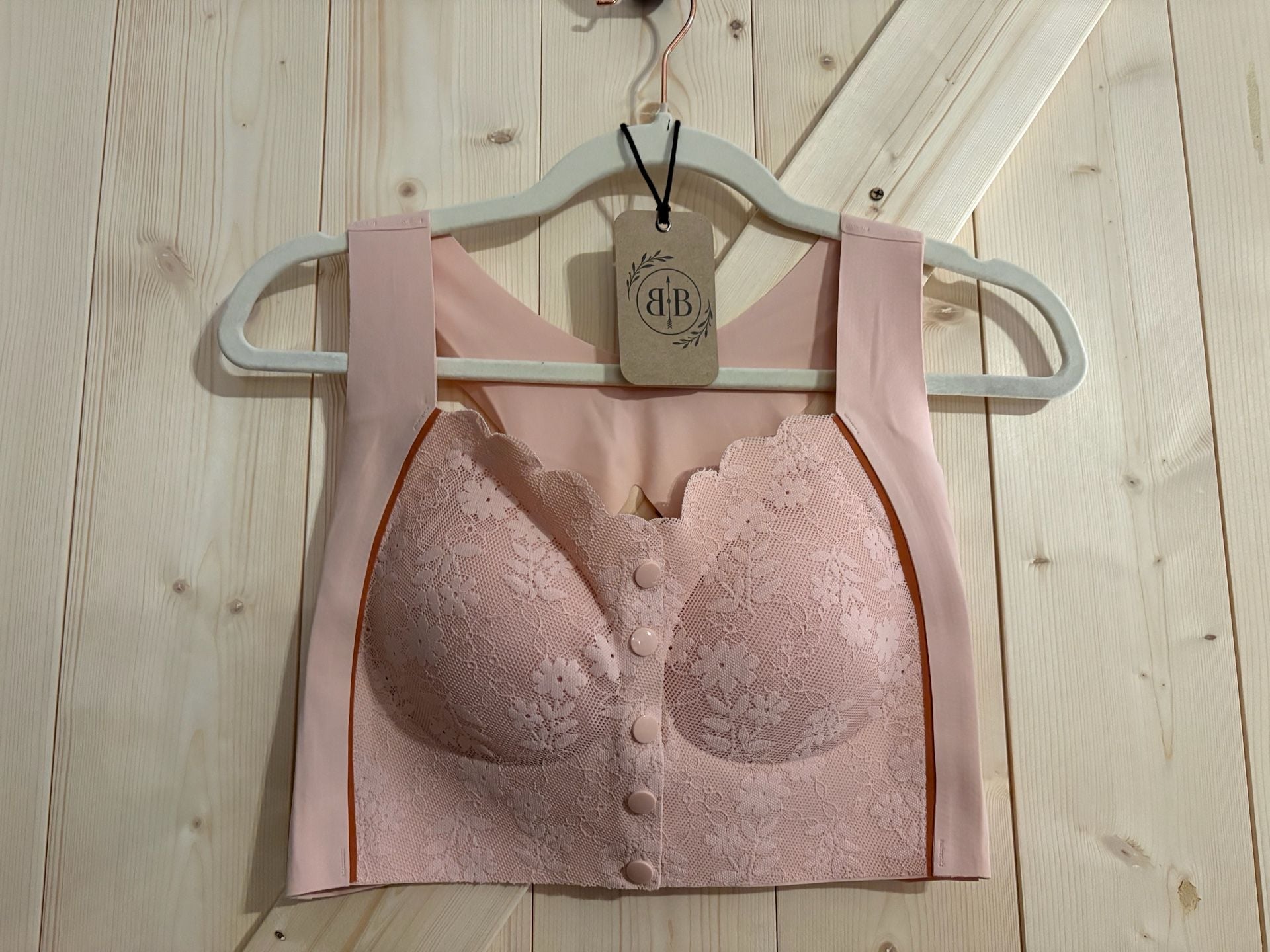 Fashion and Comfort Wireless Lace Front Buckle V-Neck Bralette pink AND blue xxl 1