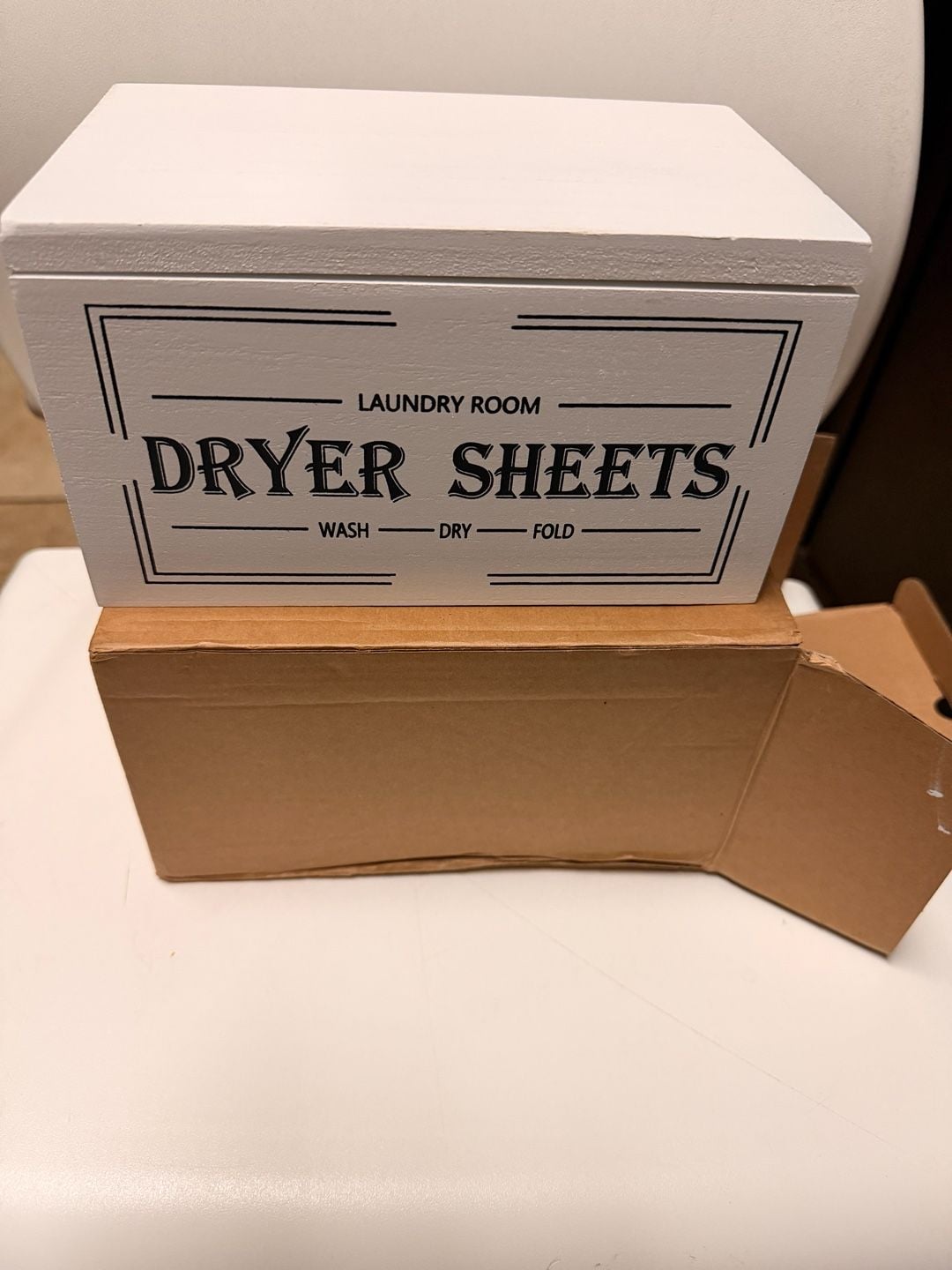 Dryer Sheet Holder with Hinged Decor Fabric Softener Dispenser Space Saving 1