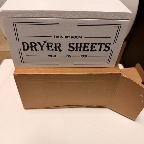 Dryer Sheet Holder with Hinged Decor Fabric Softener Dispenser Space Saving 
