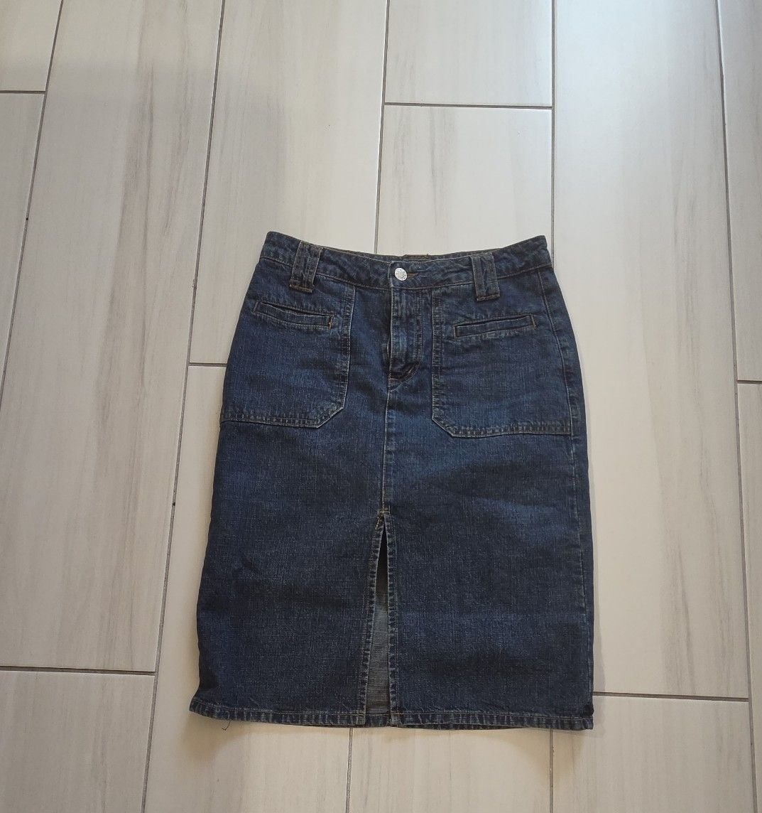 Lulu's Denim Midi Skirt with Front Slit 4