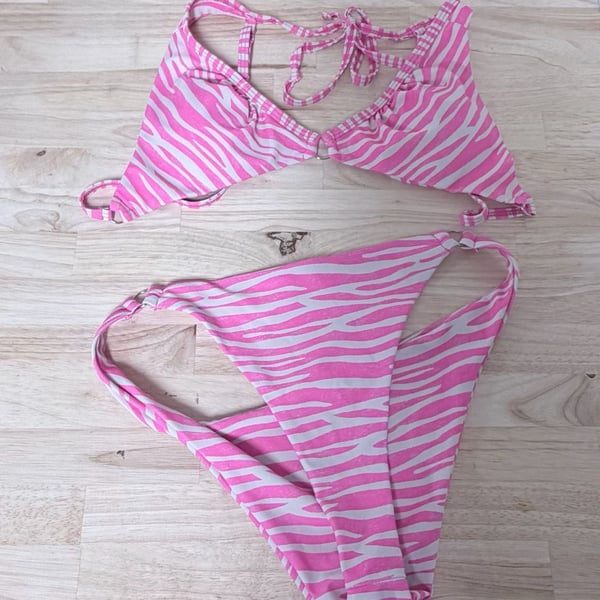 Zebra Striped Pattern Bikini & Cover Up