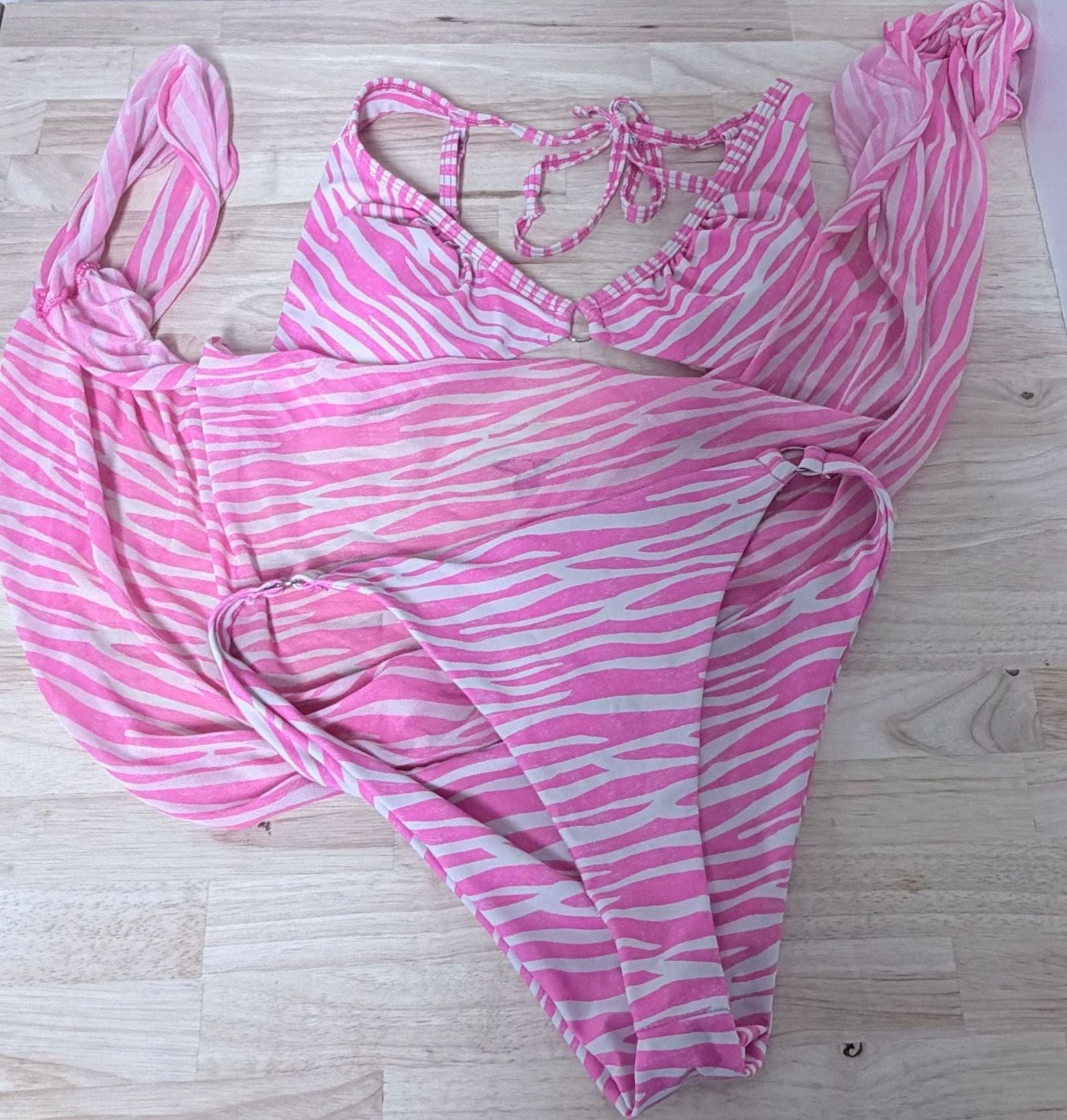 Zebra Striped Pattern Bikini & Cover Up 3