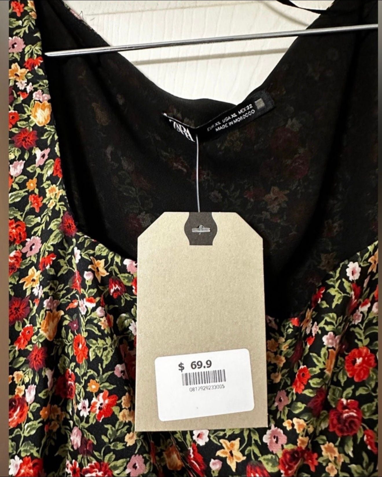 Zara Floral Print Long Sleeve Midi Dress 4
