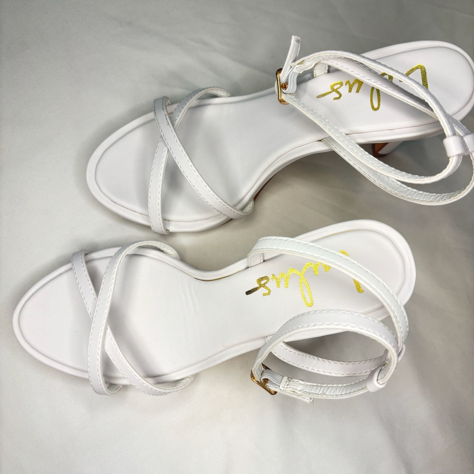 Lulus White Strappy Ankle-Strap Stiletto Sandals size 5.5 11