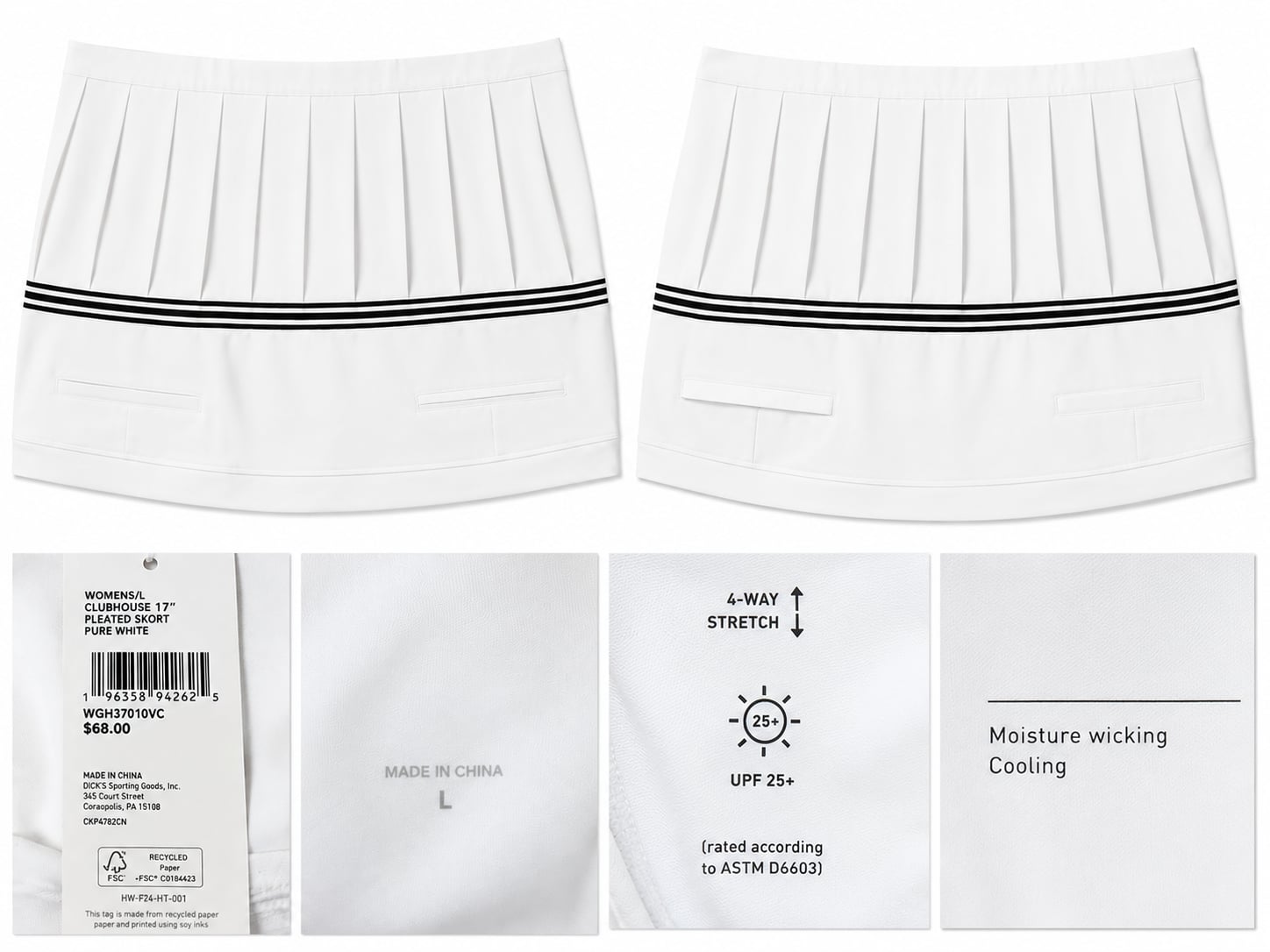 Walter Hagen Women’s Pleated Golf Skort White Large NWT ⛳ 2