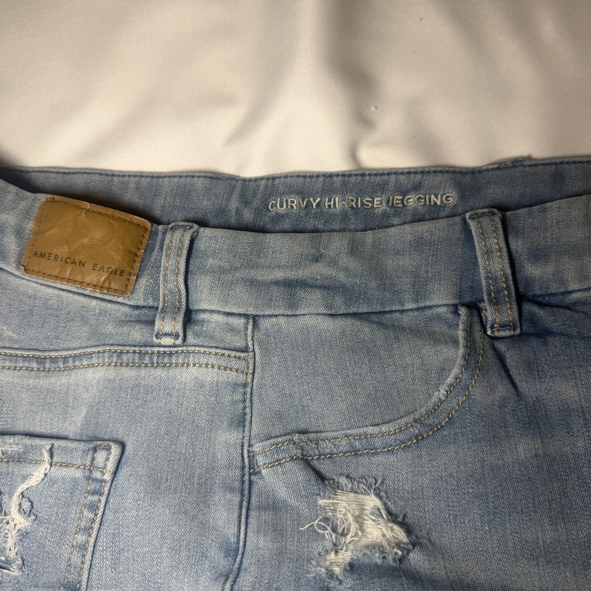 American Eagle Curvy Hi-Rise Distressed Jeggings 7