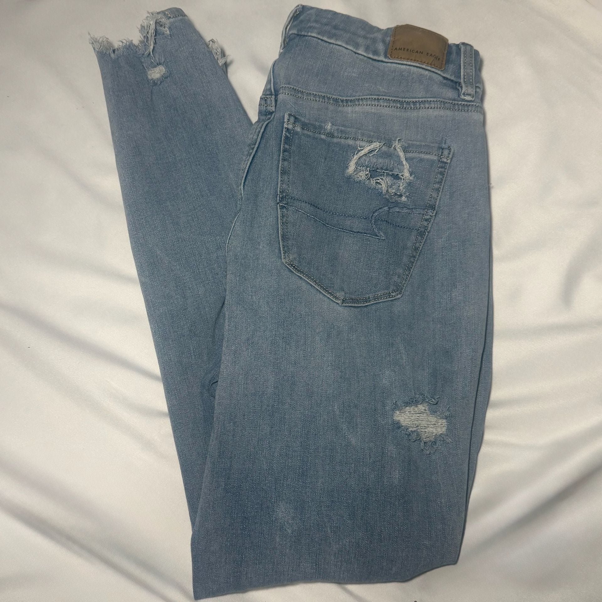 American Eagle Curvy Hi-Rise Distressed Jeggings 8