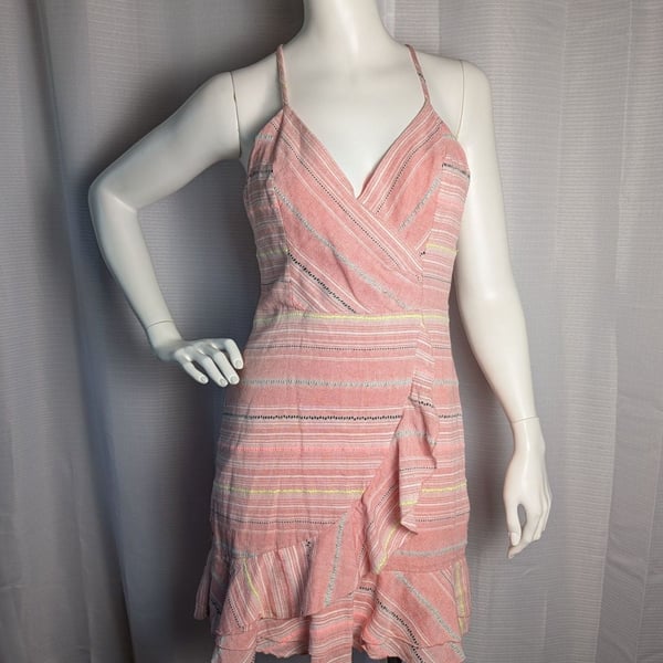 Parker Jay Sleeveless Ruffle Front Mini Dress in Sunset Stripe