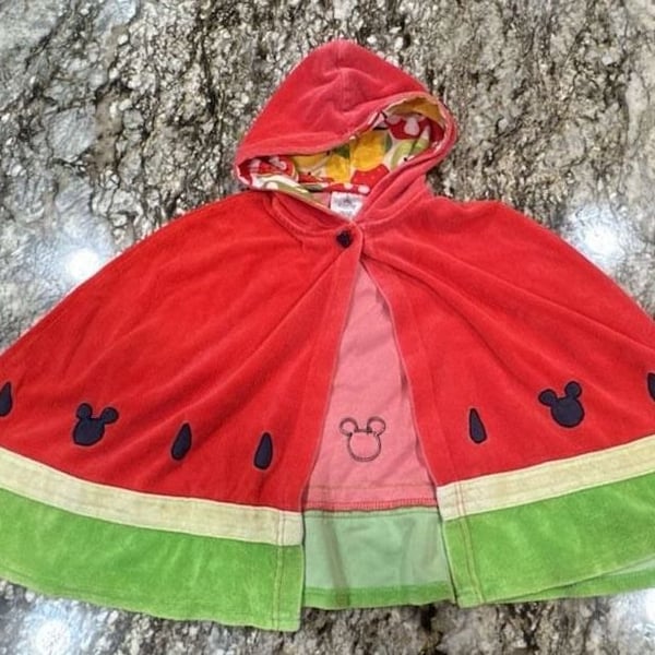 Disney Store Mickey Mouse Watermelon Hooded Beach Towel Poncho