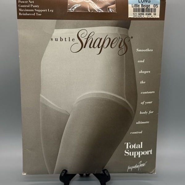 NOS J Ferrar Subtle Shapers Total Support Pantyhose Little Beige Long New Vtg 