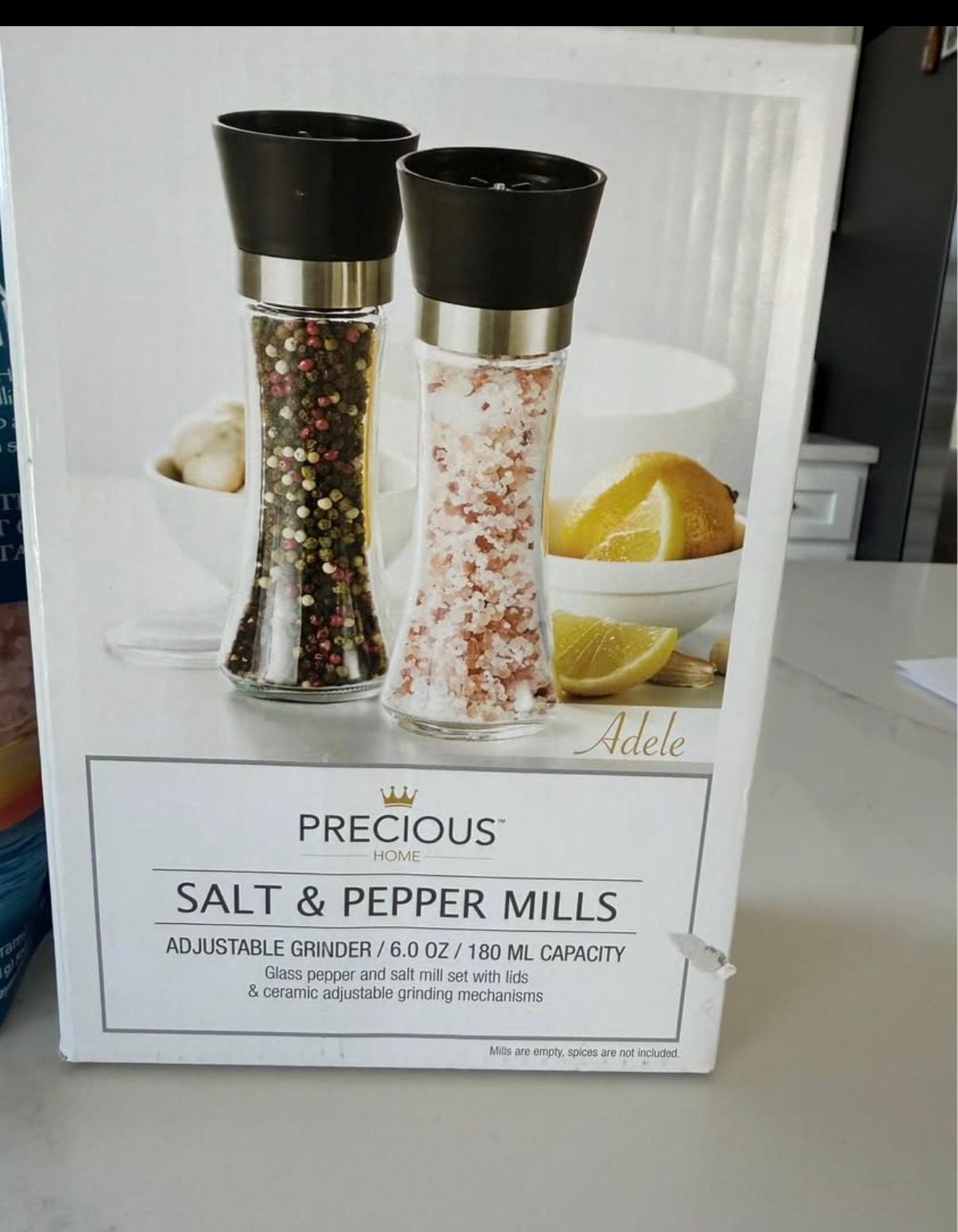 Large Stainless Steel Salt and Pepper Grinder Set - Adjustable Coarseness, Refillable Mill - .com, 1