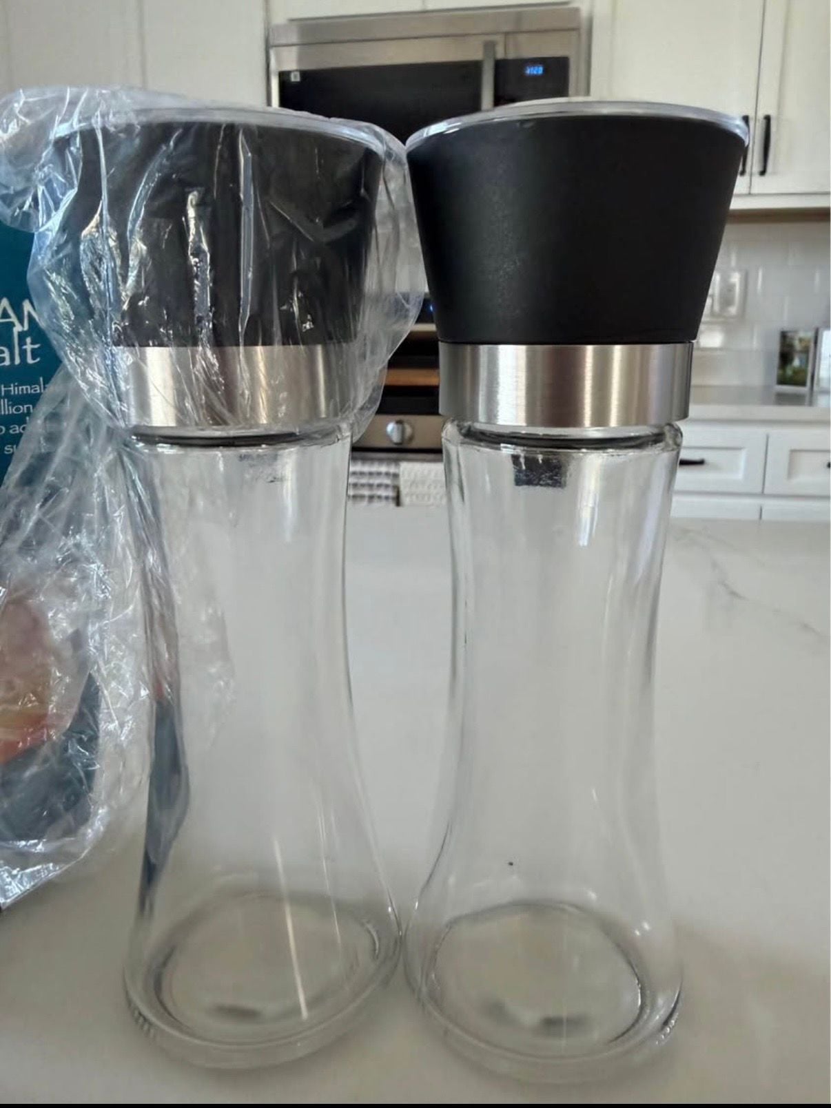 Large Stainless Steel Salt and Pepper Grinder Set - Adjustable Coarseness, Refillable Mill - .com, 2