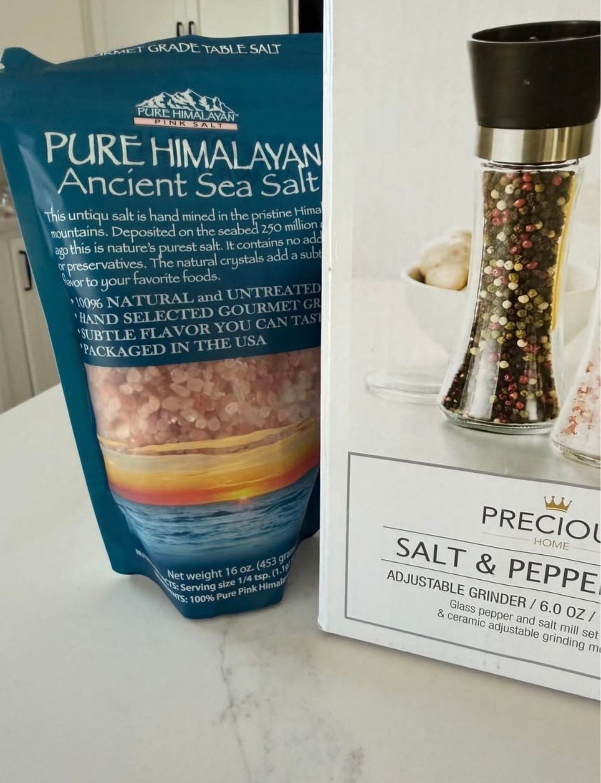Large Stainless Steel Salt and Pepper Grinder Set - Adjustable Coarseness, Refillable Mill - .com, 3