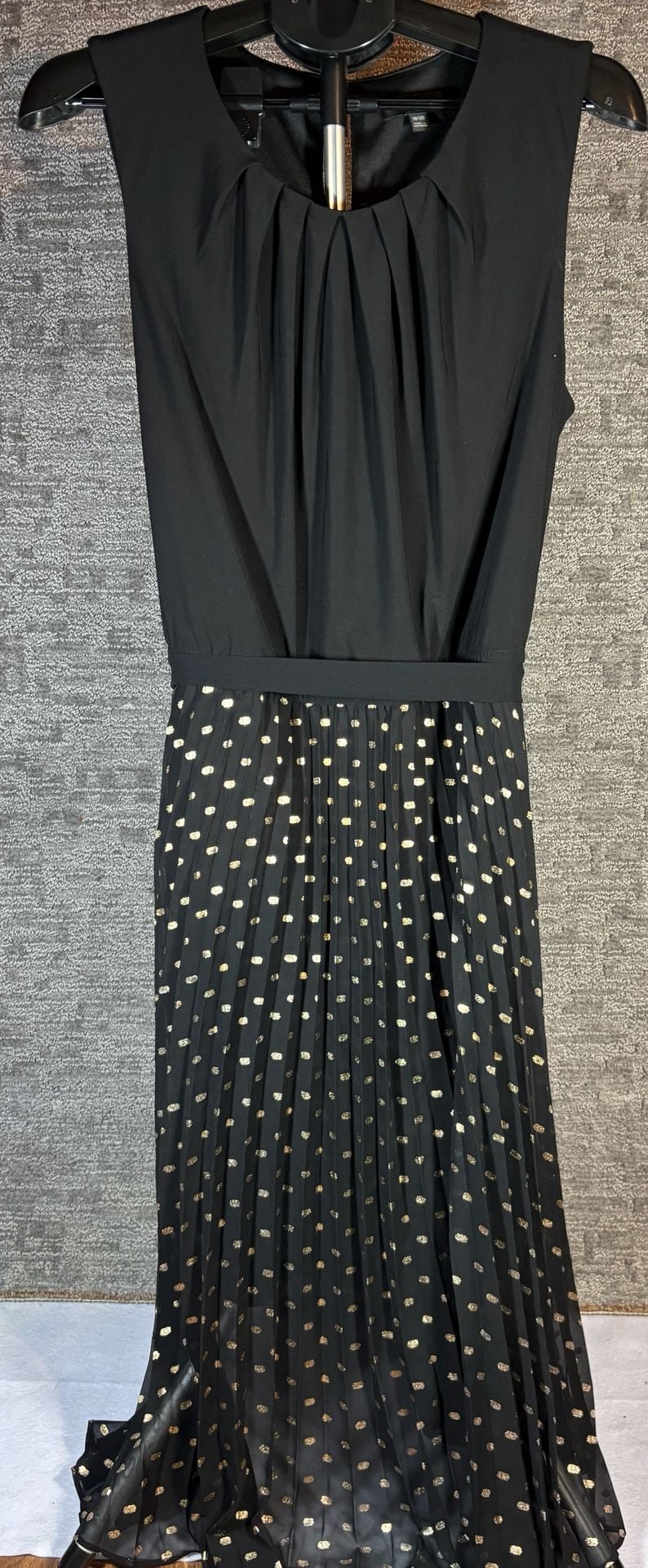 Lane Bryant Sleeveless Pleated Midi Dress with Gold Foil Polka Dots 2