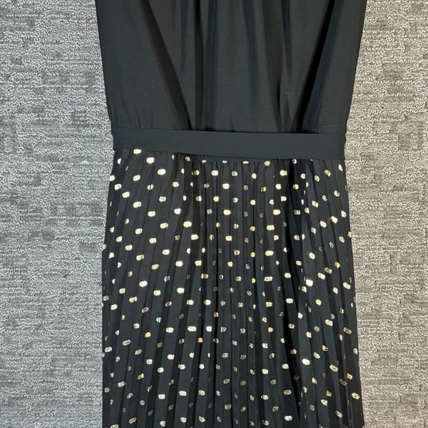 Lane Bryant Sleeveless Pleated Midi Dress with Gold Foil Polka Dots