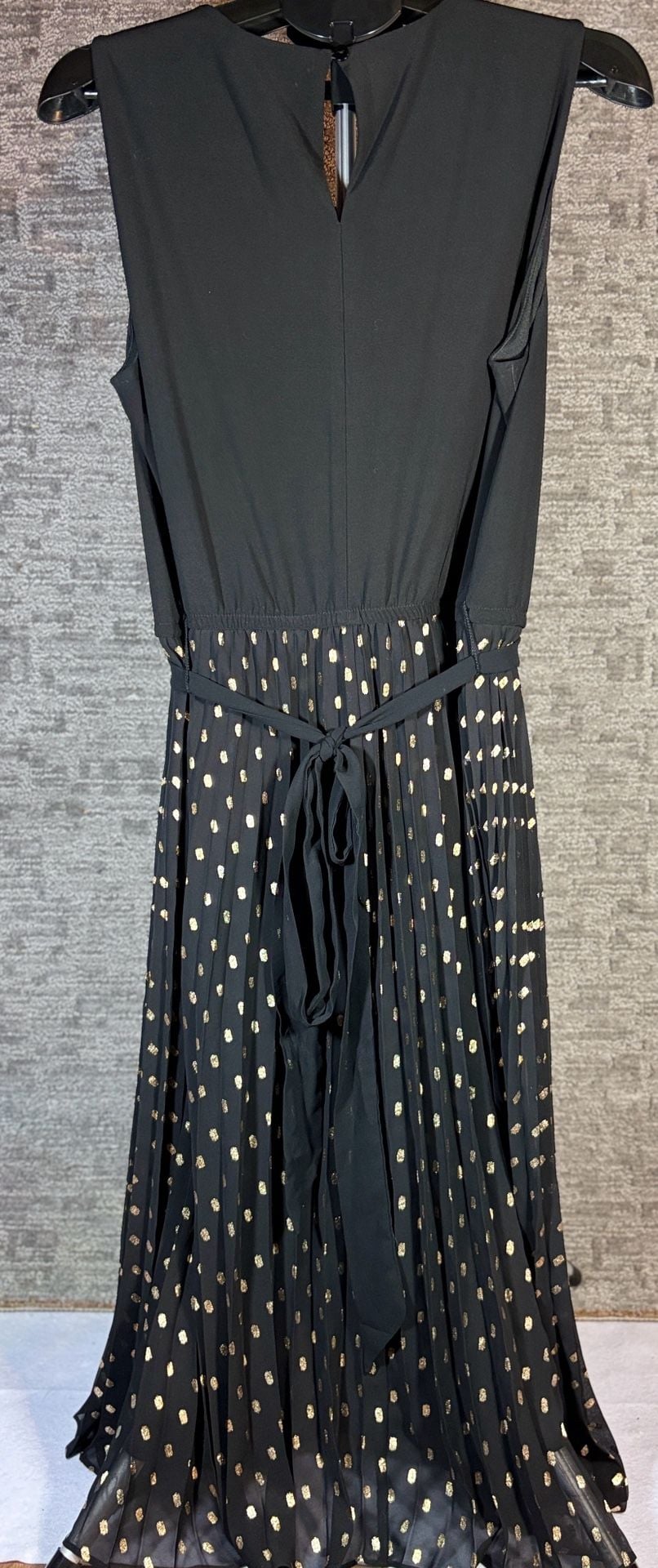 Lane Bryant Sleeveless Pleated Midi Dress with Gold Foil Polka Dots 5