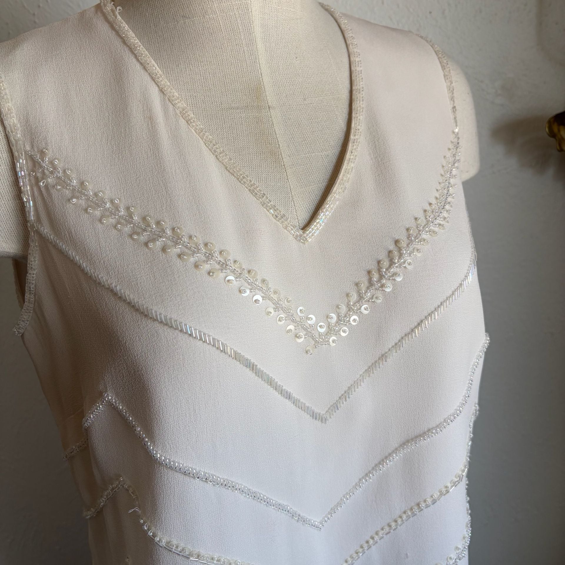 Vintage Sleeveless Silk Beaded Tank S 4