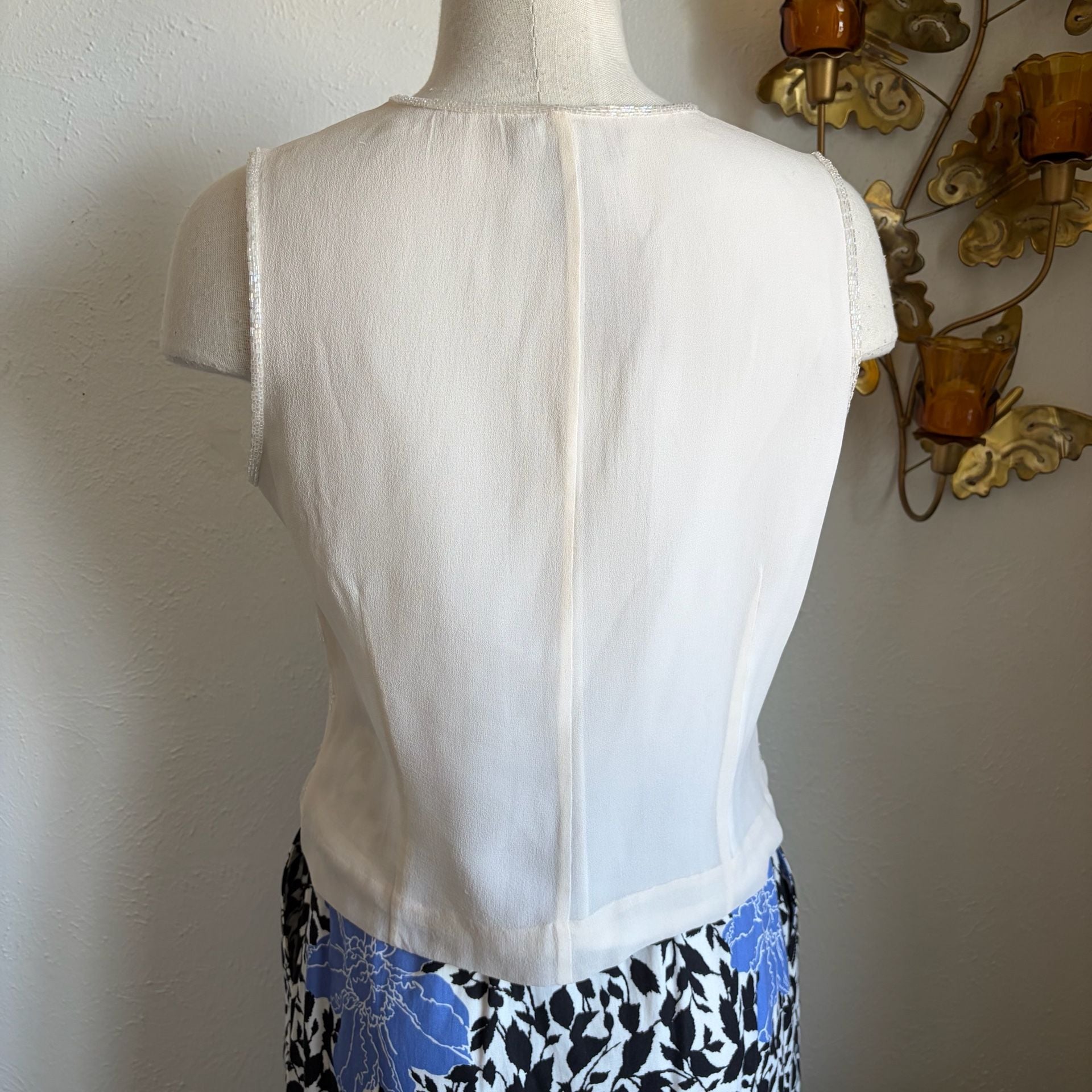 Vintage Sleeveless Silk Beaded Tank S 5