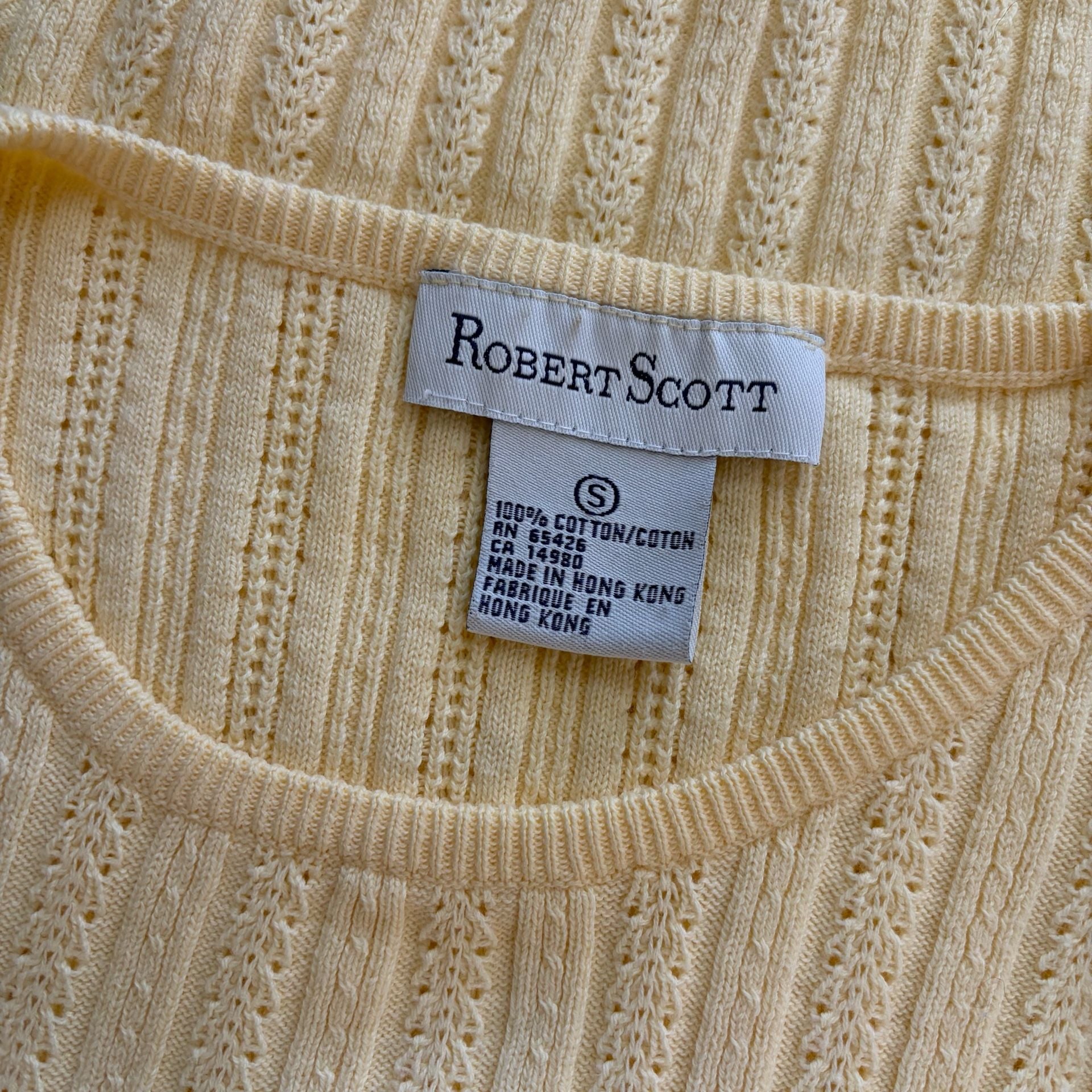 Vintage 100% Cotton Ribbed Short-Sleeve Knit Sweater Top S 6