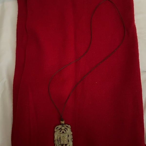 Vintage Hand-Carved Jade Dragon Motif Pendant Necklace