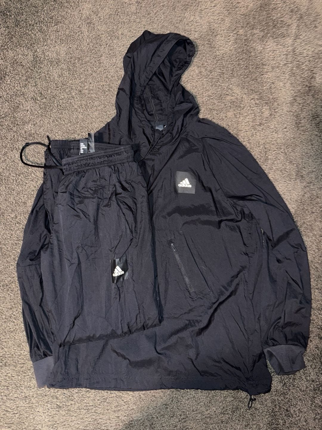 Adidas Essentials Woven nylon Pullover Hoodie M /Jogger S mens Set 1