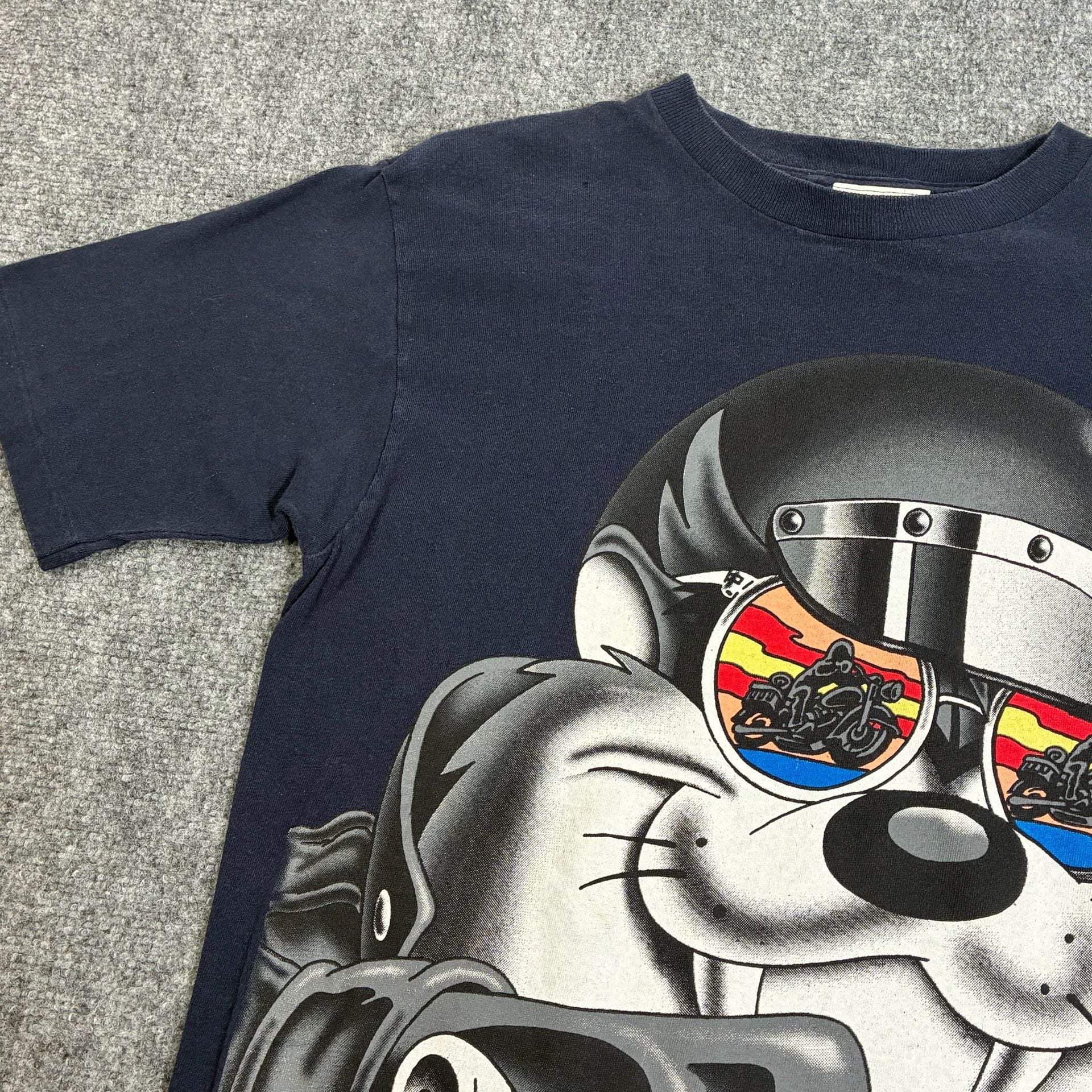 Vintage 1996 Warner Bros. Tazmanian Devil Biker T-Shirt by Sun Sportswear 3