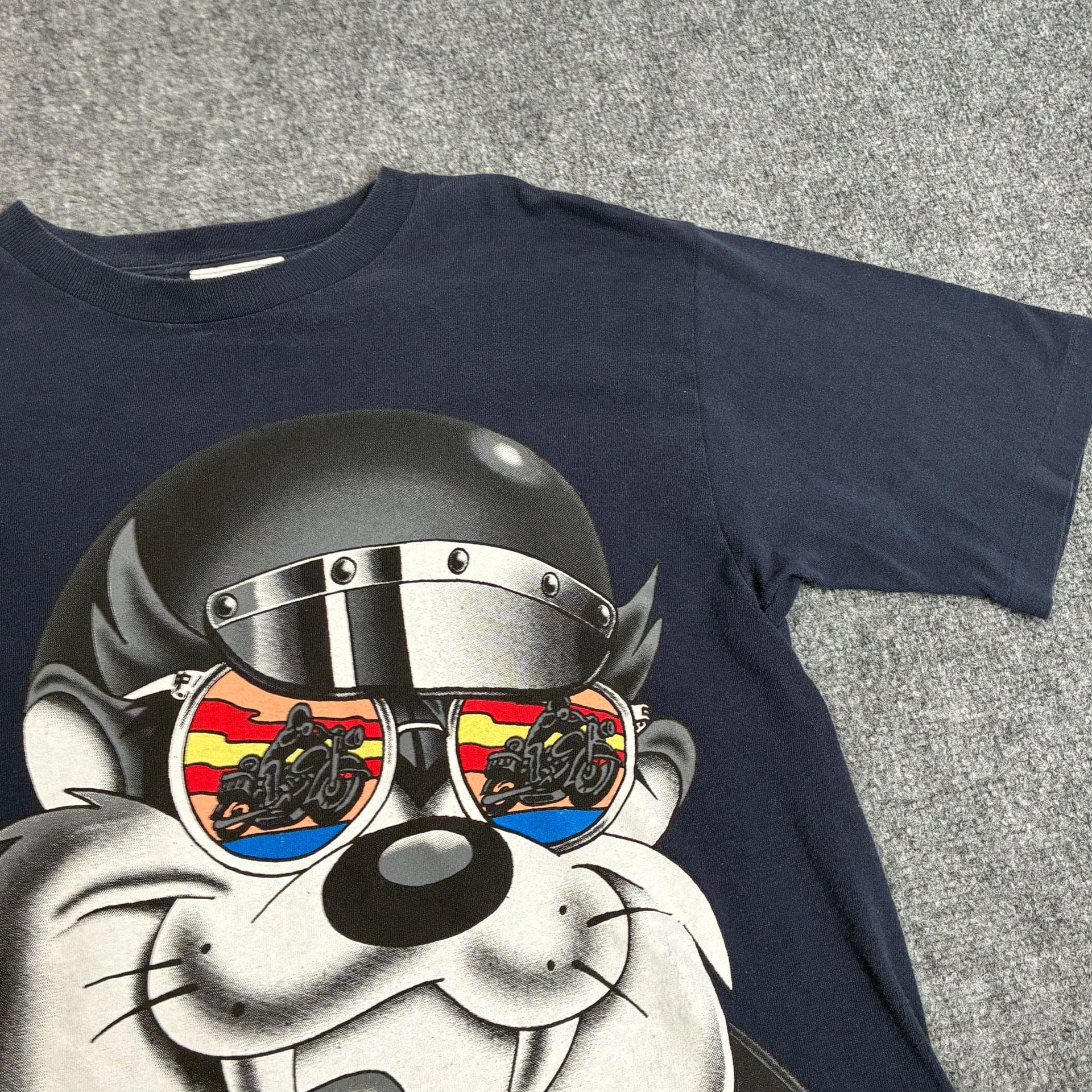 Vintage 1996 Warner Bros. Tazmanian Devil Biker T-Shirt by Sun Sportswear 4