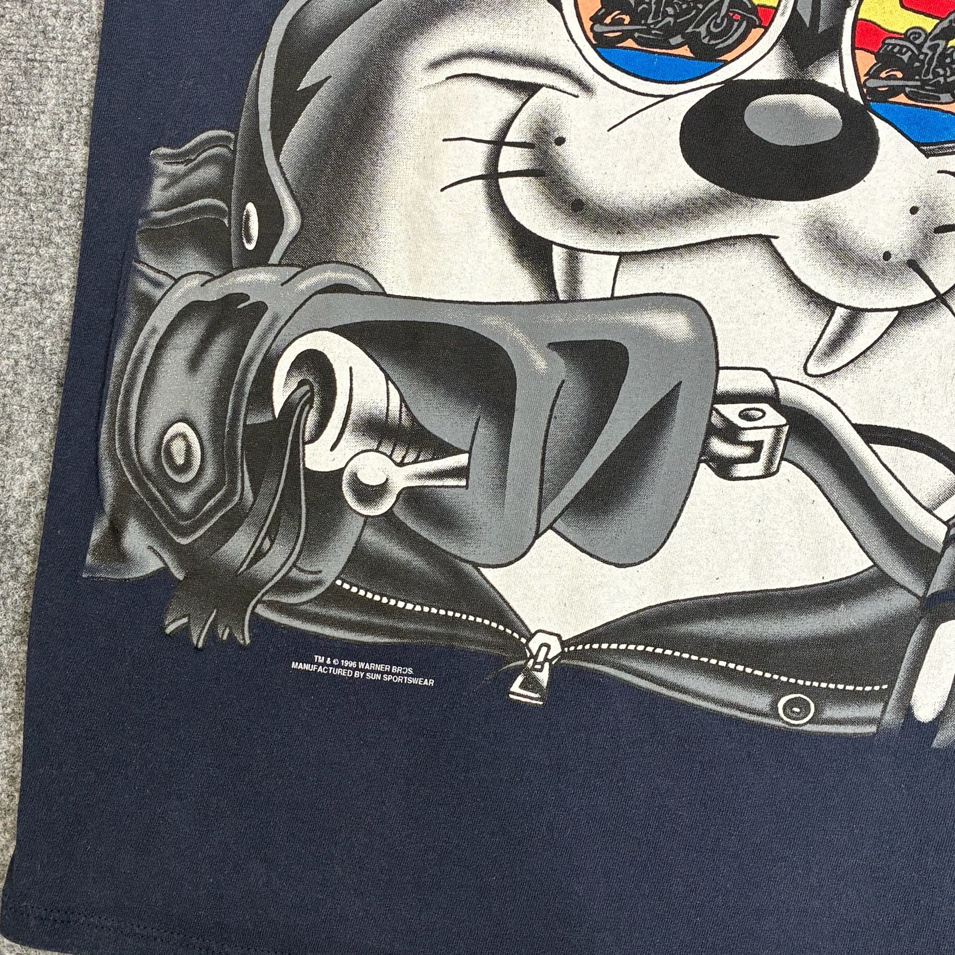 Vintage 1996 Warner Bros. Tazmanian Devil Biker T-Shirt by Sun Sportswear 5