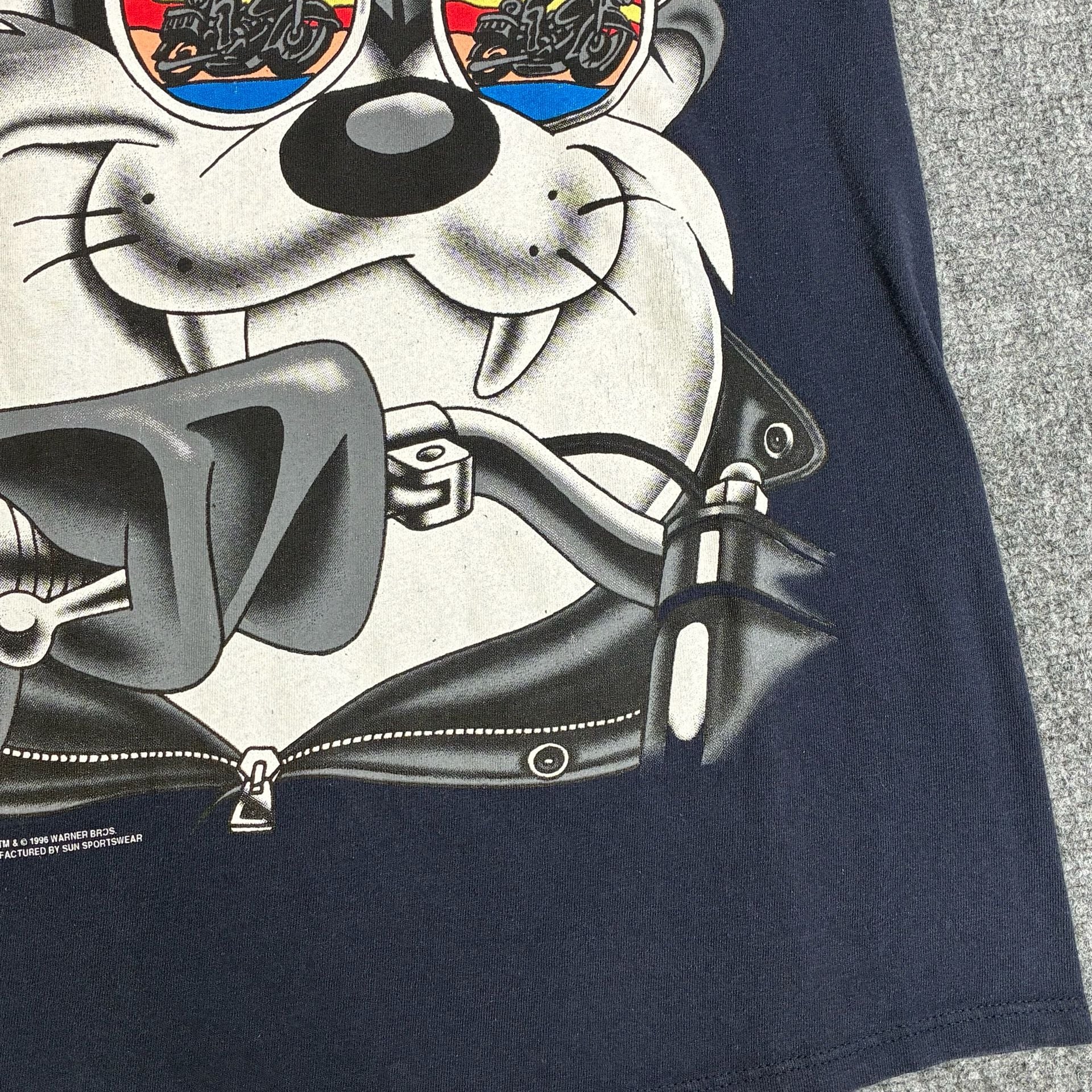 Vintage 1996 Warner Bros. Tazmanian Devil Biker T-Shirt by Sun Sportswear 6