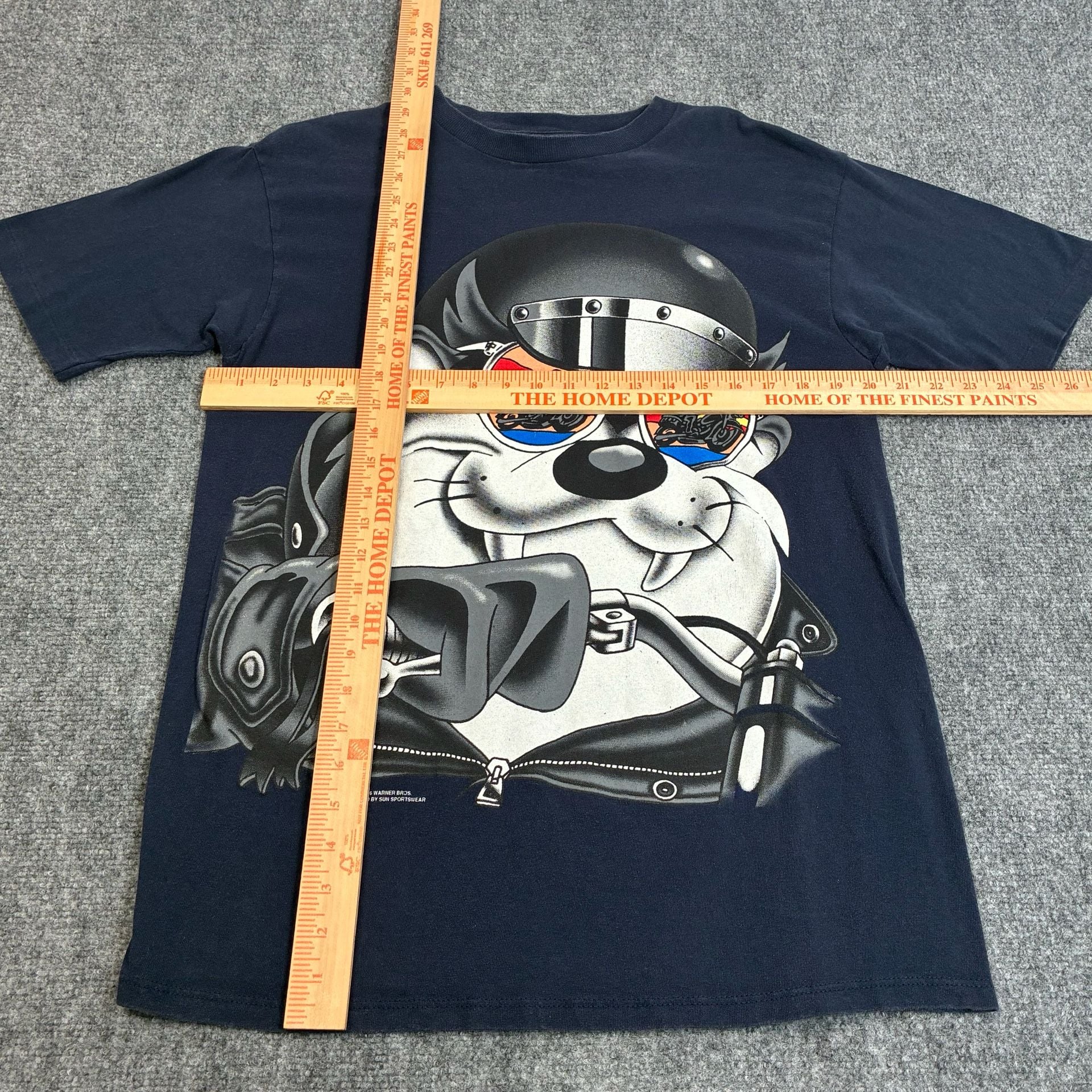 Vintage 1996 Warner Bros. Tazmanian Devil Biker T-Shirt by Sun Sportswear 10