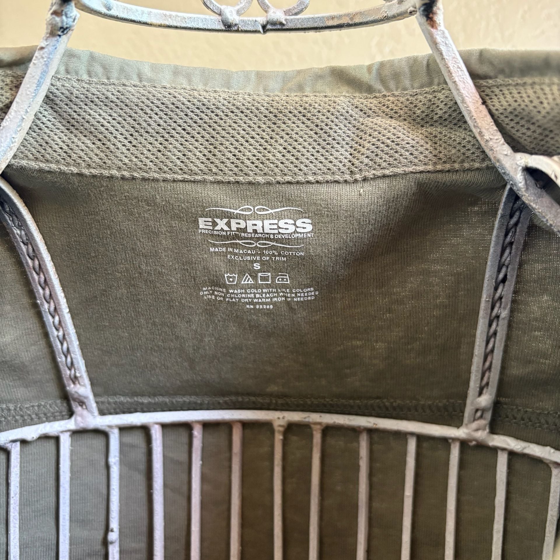 Express Olive Green Button-Up Shirt 3