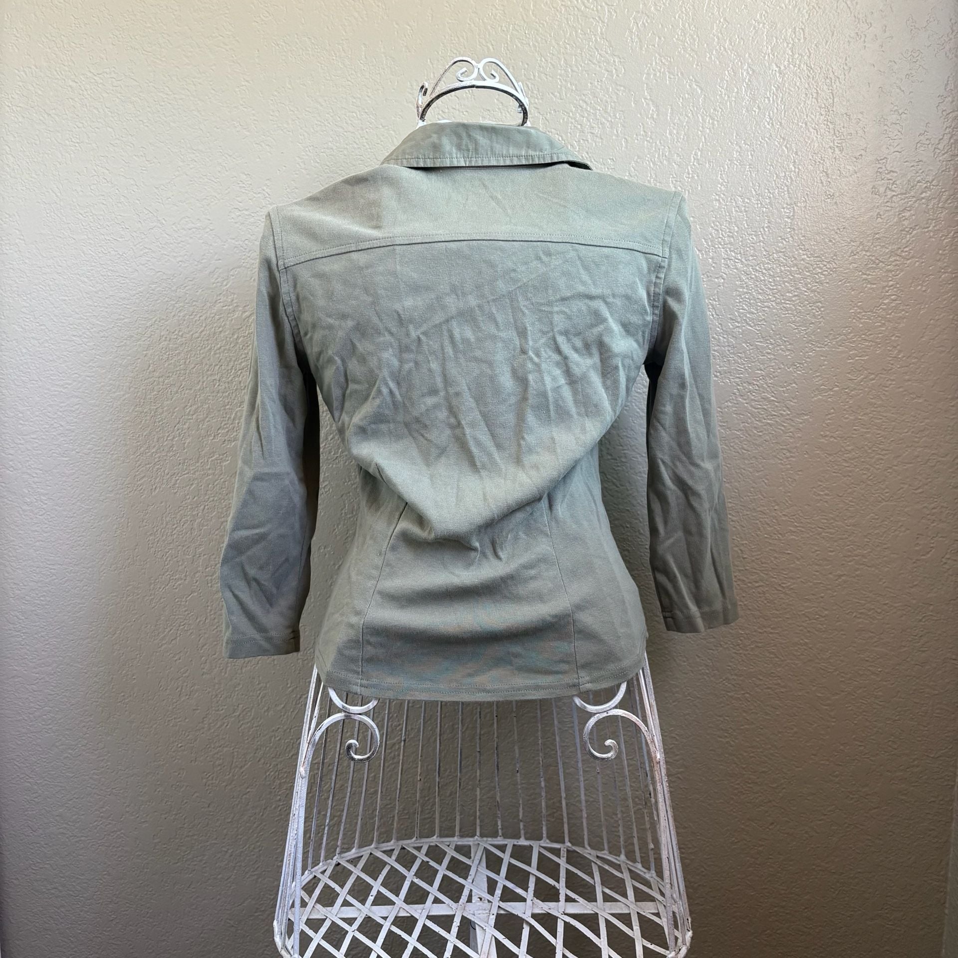 Express Olive Green Button-Up Shirt 4